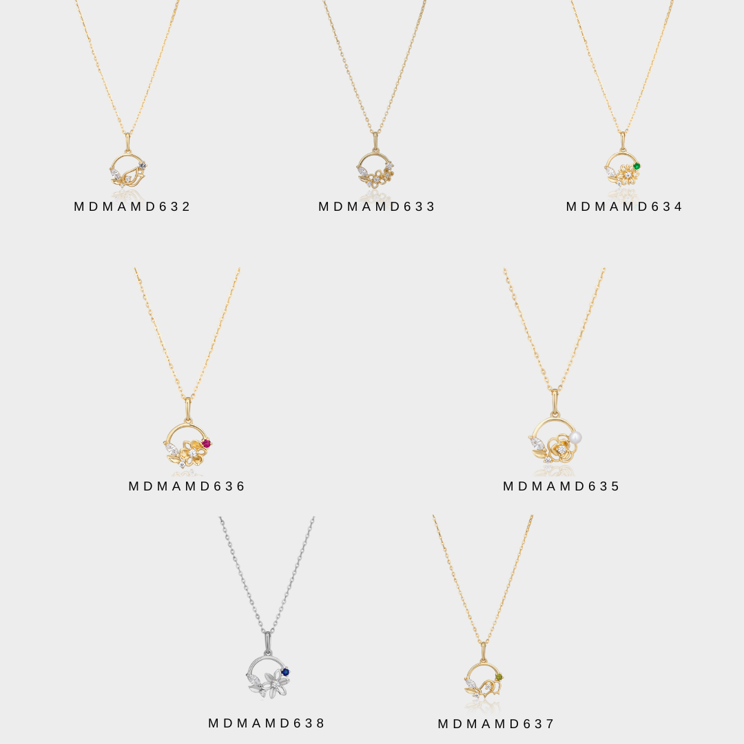 New Collection Flower Circle Pendant Necklace for women 14k Solid Gold Jewelry Chain Vietnam Manufacturer MDMAMD632-638