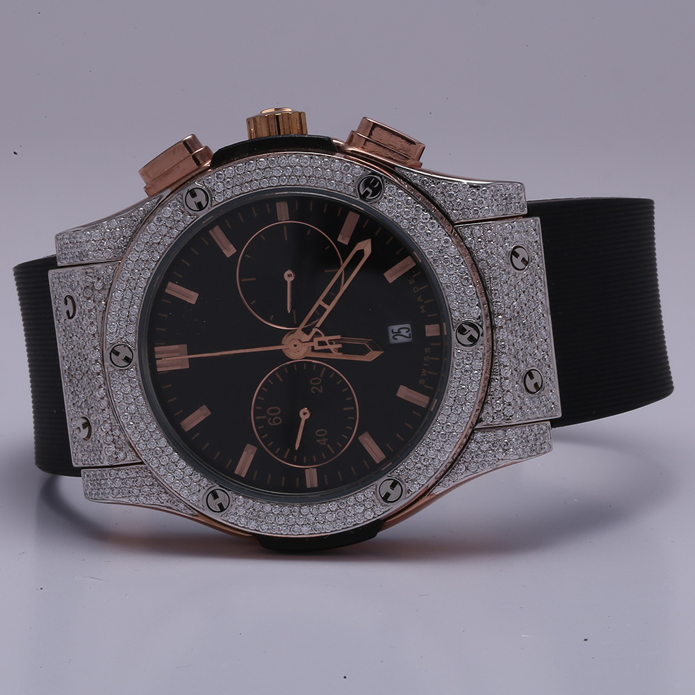 customized new arrival brand 2023 iced out high quality luxury gold silver original hip hop men natural diamond wrist watch