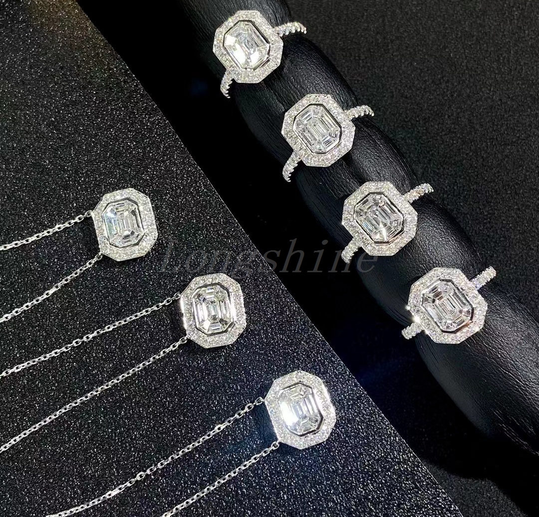 18K Gold Egg Shape Diamond Shning Stones White Color High Quality Design Necklace and Ring