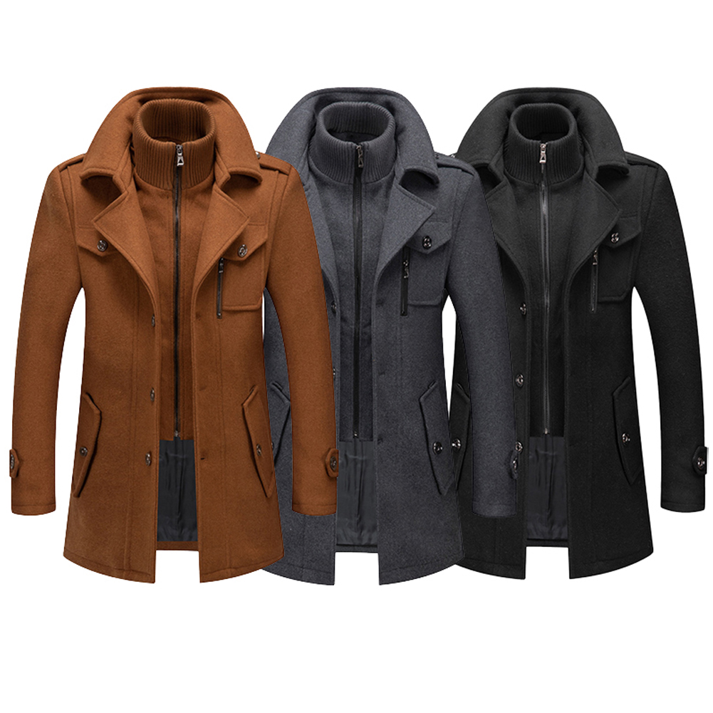 New Style Men Double Collar Woolen Warm Coat