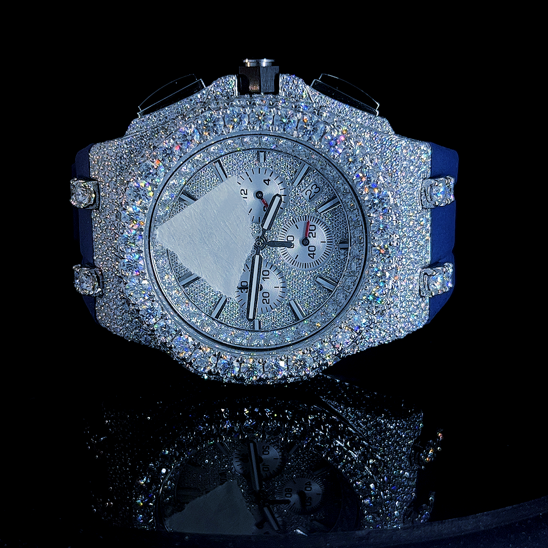 Luxury Gold Plated Natural Diamond Watch Wrist Iced Out Automatic Hip Hop Movement Watches For Men