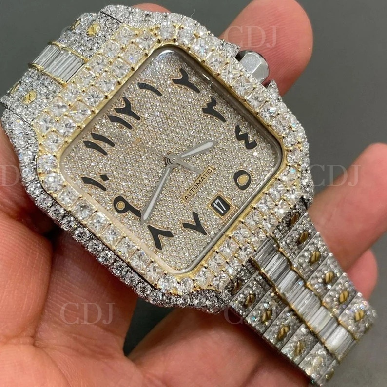 Full Iced Out Lab Grown Diamond luxury Watch Handmade Customize Diamond Watch Manufacturer Jewelry India Design Watch