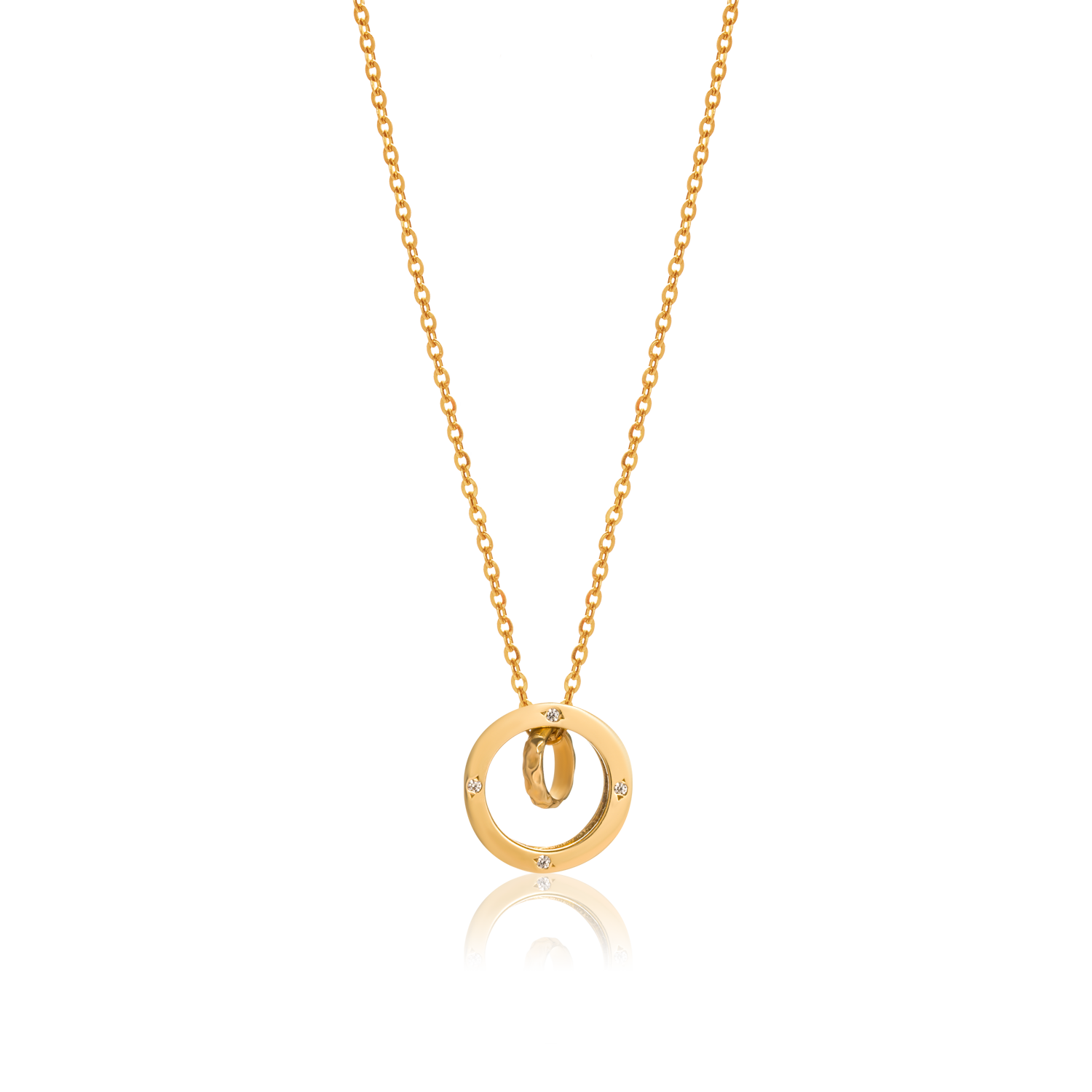 9K 10K 14K 18K Gold Custom Necklace Jewelry For Women Cartie Double Ring Pendant Wholesale Price HTJ DCMAMD131