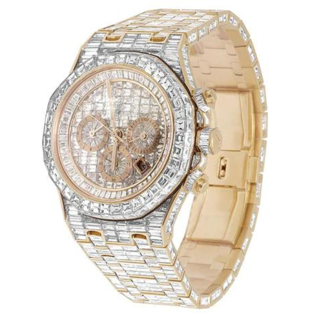 Natural Diamond Baguette Custom Full Iced Out men women wrist luxury All Chronology Working Watch jewelry manufacturer