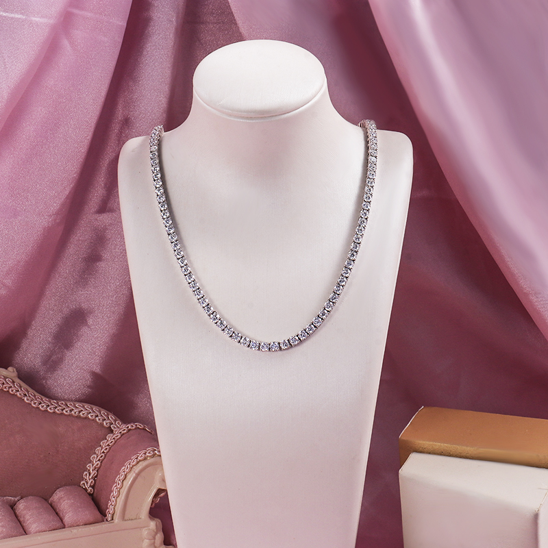 Sliver Moissanite Tennis Necklace 925 Sterling Sliver vvs moissanite diamond tennis chain 2mm