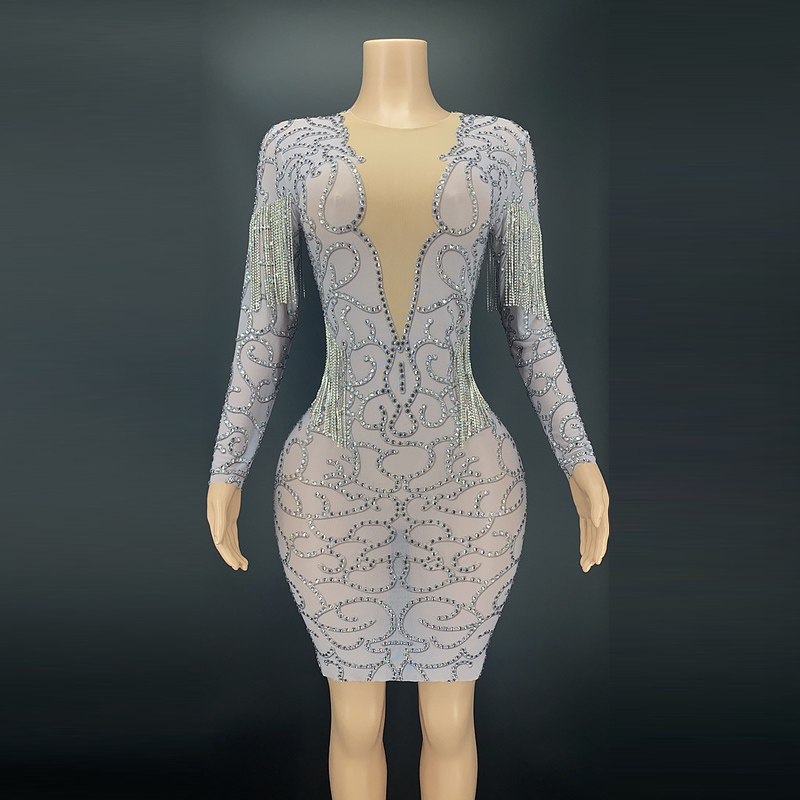 NOVANCE Y2335 Women Dress Casual Free Shipping Sparkly Crystal Fring Women Dress Birthday Celebrity Performance Micro Mini Skirt