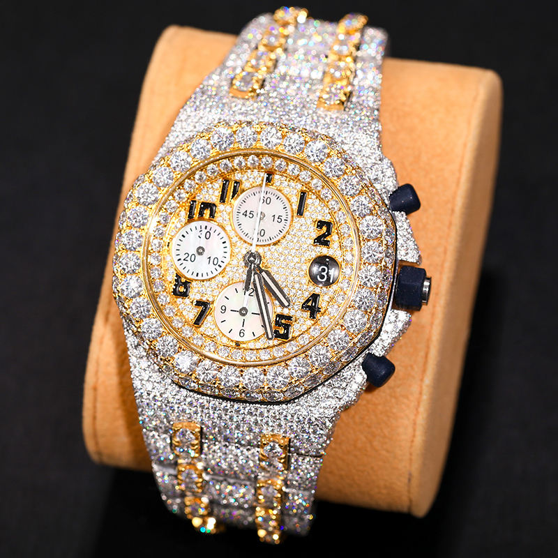 Fine Jewelry Luxury Iced Out Wrist 925 Sterling Silver VVS Moissanite Diamond Hip Hop Quartz Watches For Men