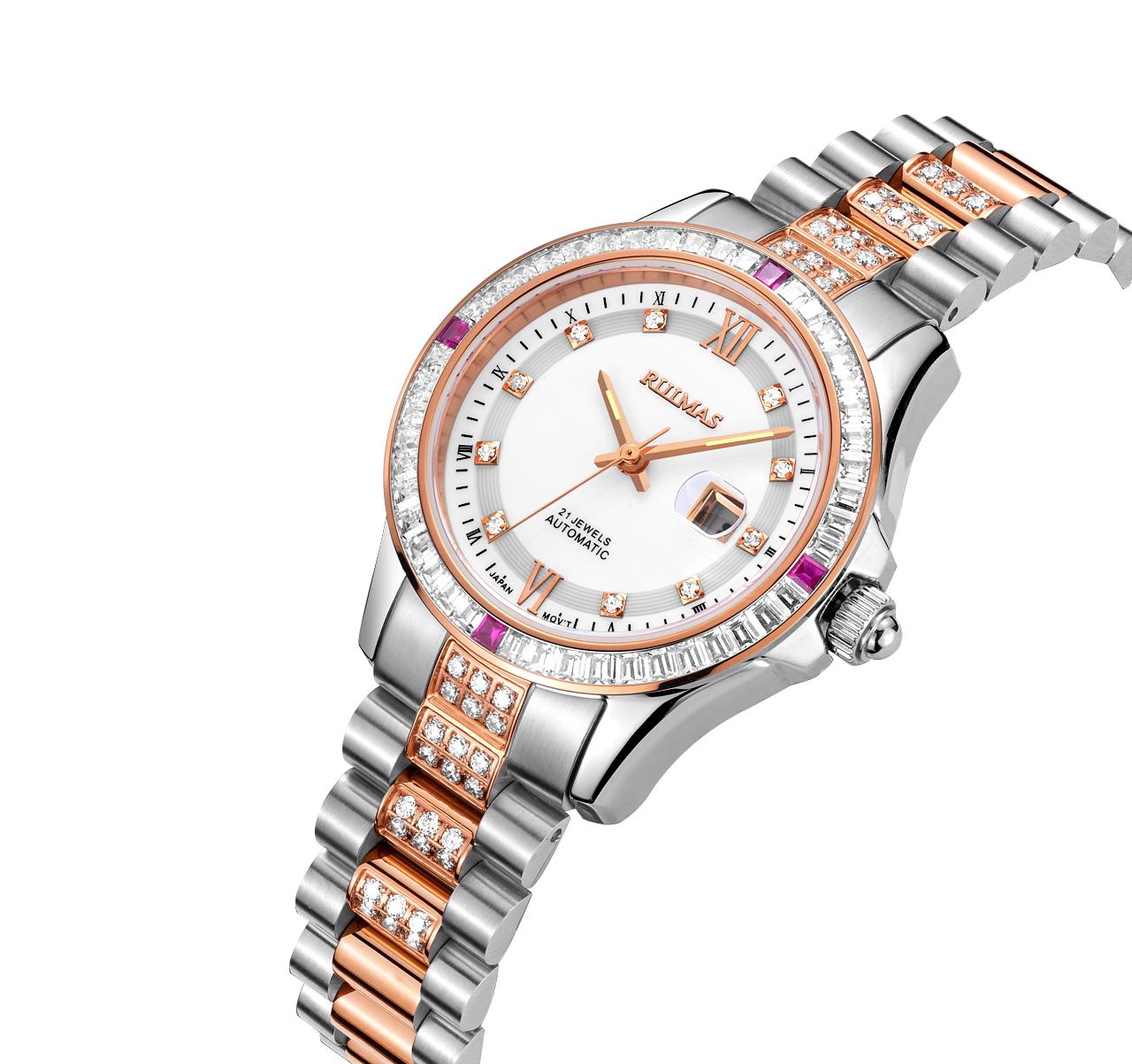 Charm Luxury Women Mechanical Wrist Watch 21 Jewels Japan Watch Movement Custom Acceptable