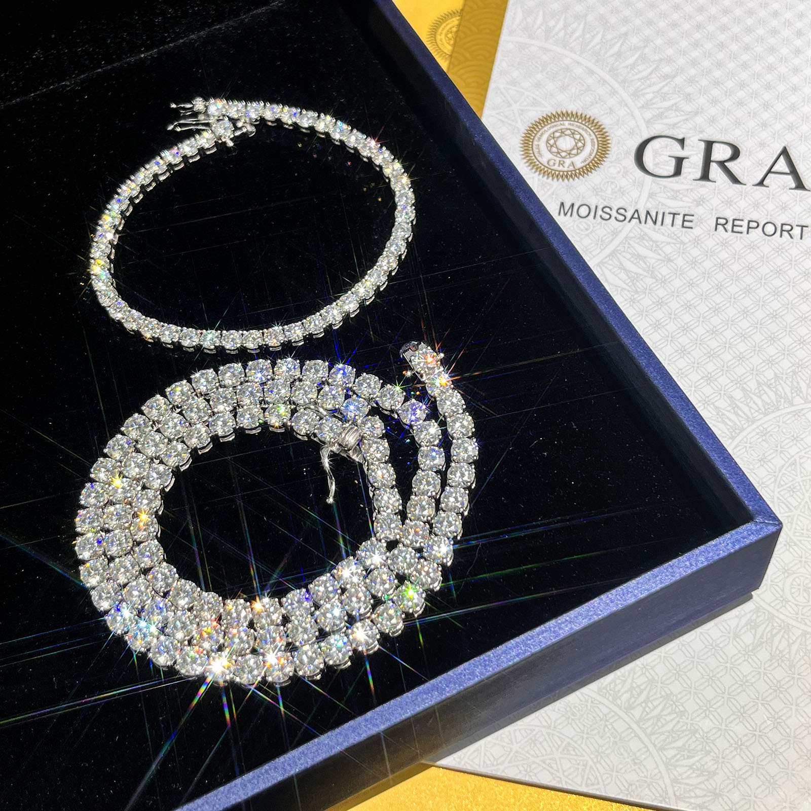 GRA Certificate Wholesale Price Tennis Chain Gold Plated Silver Necklace Jewelry Hip Hop Necklace Iced Out Diamonds Tennis Chain