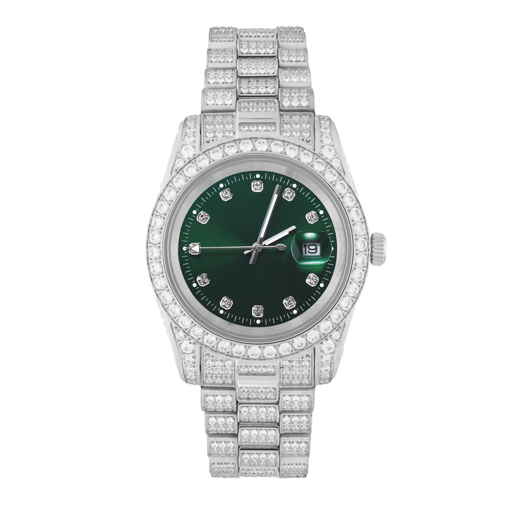 Custom Mens Women Watches Diamond Iced Out Luxury Fashion Bling Dial Bezel Band VVS Moissanite Watch