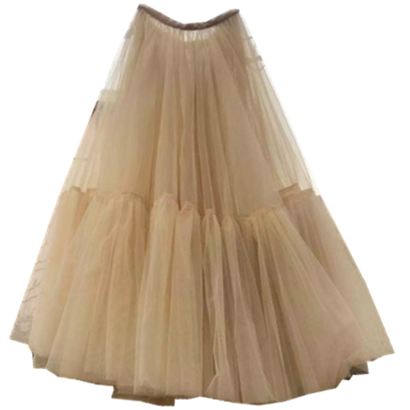 90cm Runway Luxury Soft Tulle Skirt Hand-made Maxi Long Pleated Skirts Womens Vintage Petticoat Voile Jupes Falda