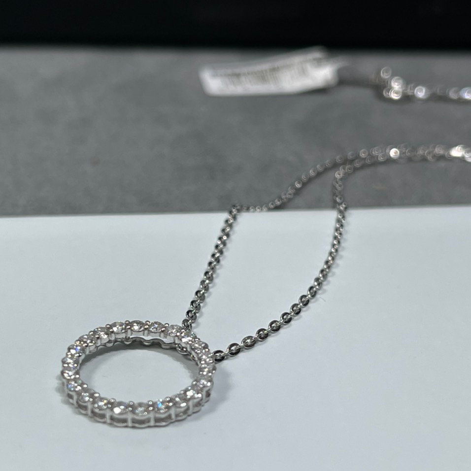 Rolo chain One Circle Pendant 14k Gold Natural diamond Necklace with GIA Certification