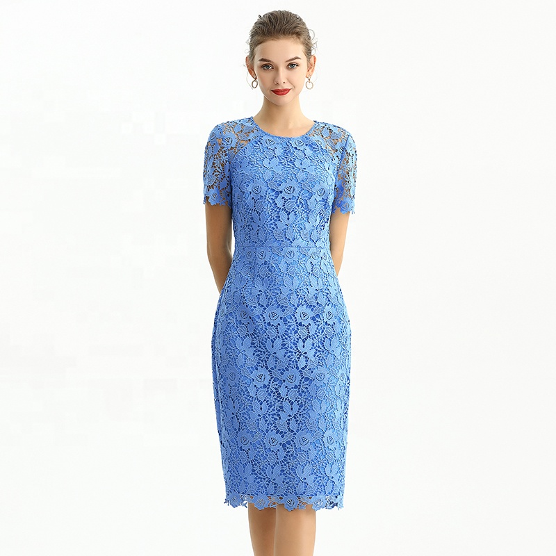 ND190 casual dresses Fashion Elegant Embroidered Mesh Lace Evening Dresses for women