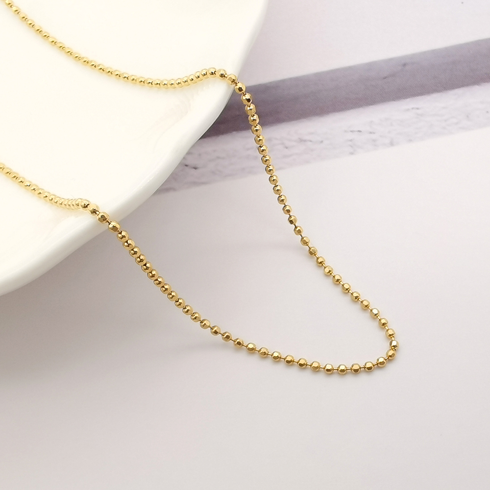Genuine 18K Solid Gold Facet Bead Chain Necklace 18k Real Gold Necklace Jewelry Wholesale
