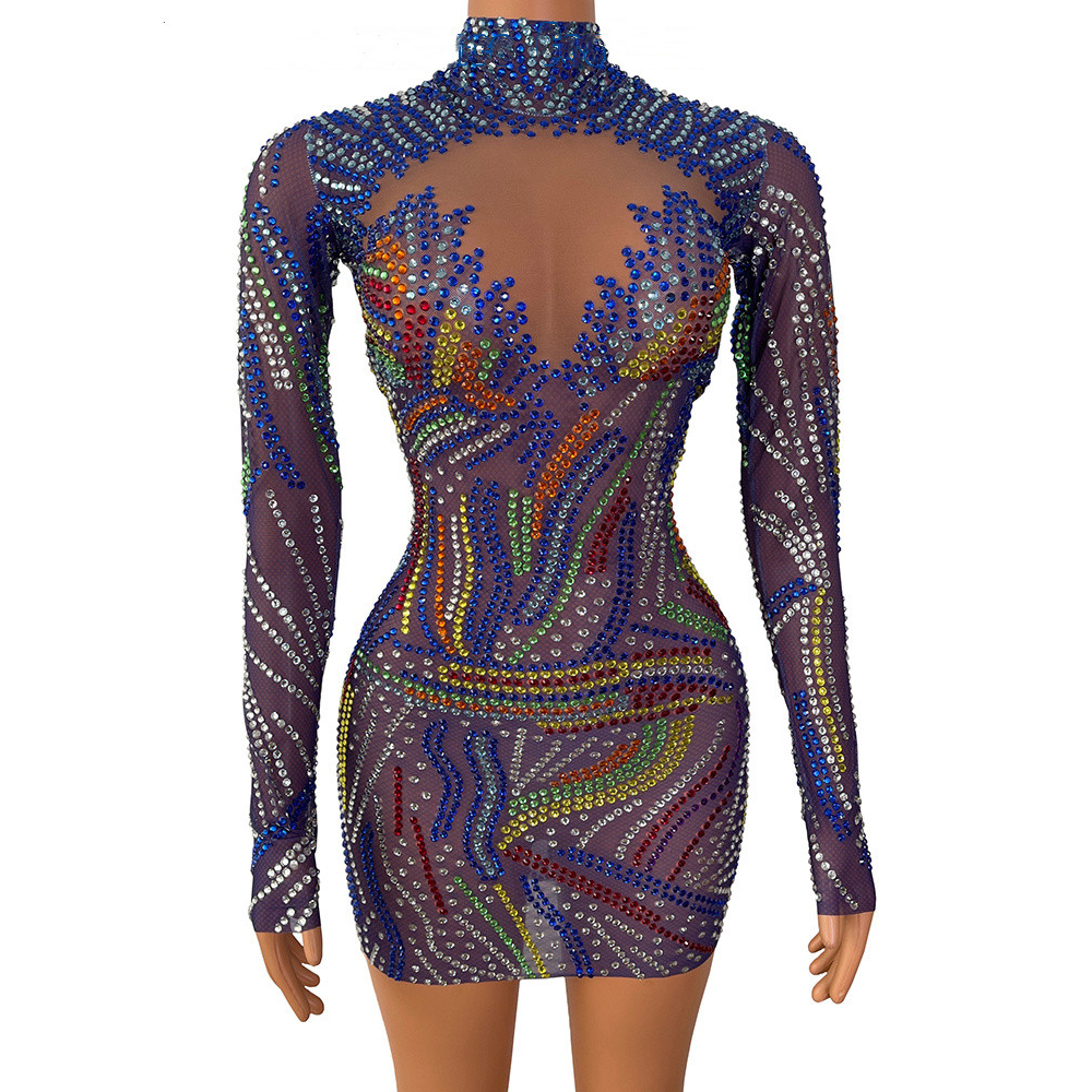 NOVANCE Y2362 New Trending Product 2022 Colored Diamond Rhinestone Women's Bodycon Dress Purple Elegant Indian Dress Party Wear