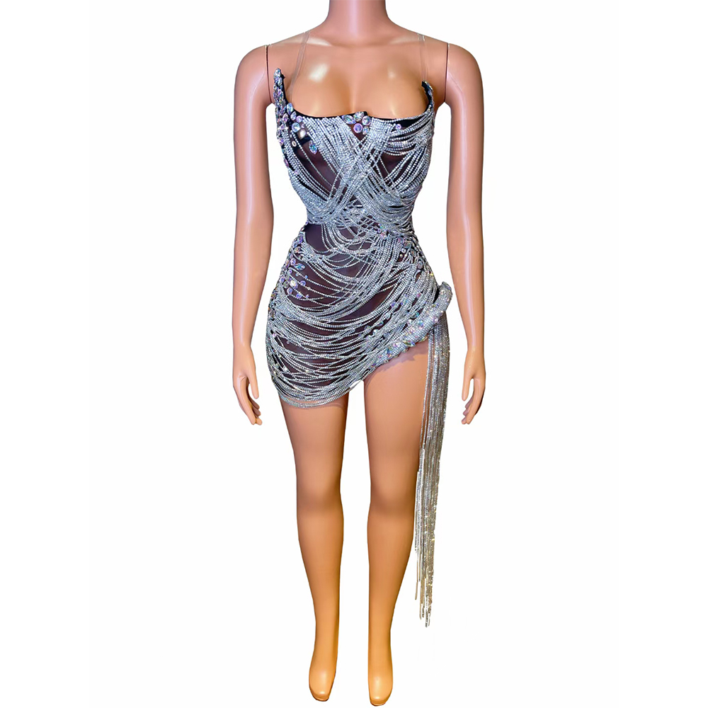 AD1513 Kimshein Mother Of The Bride Heavy Rhinestone Dress Transparent Strap Evening Club Dress Vestidos Para Quinceaos