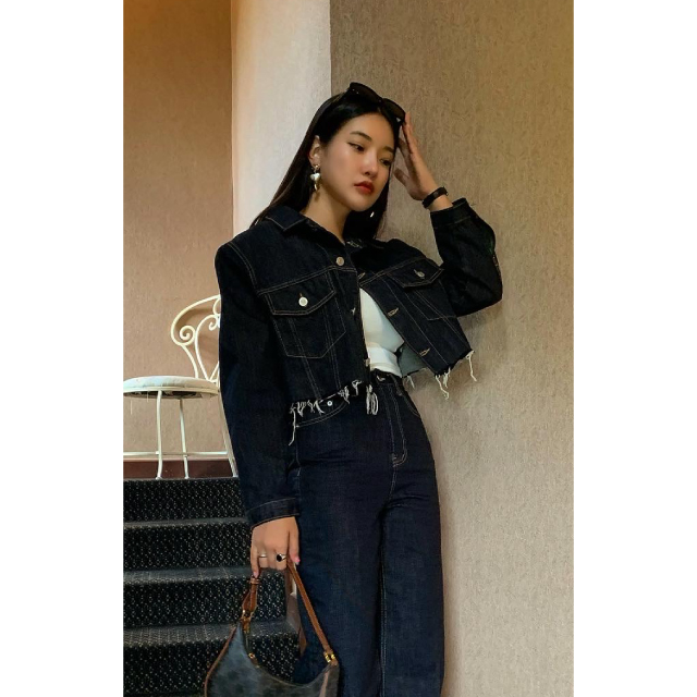 2022 sell like hot cakes Dongdaemun Wholesale Korean Women Style Crop Denim Jacket Pants Sets DDM0002/DDM0003