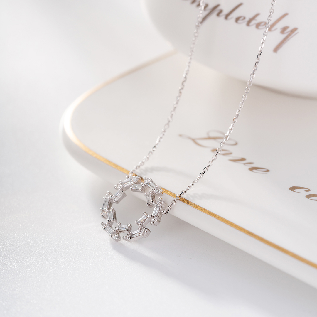 jewelries supplier elegant 18k white gold jewelry custom natural diamond necklace