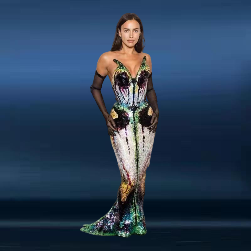 Summer Dress 2022 Women's Fashion Sequin Women Backless Floral Sexy Dresses Opening Ceremony Clothing Maxi Vestidos De Verano