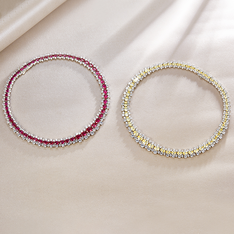 925 silver jewelry choker necklace women Iced Out  CZ tennis chain necklace