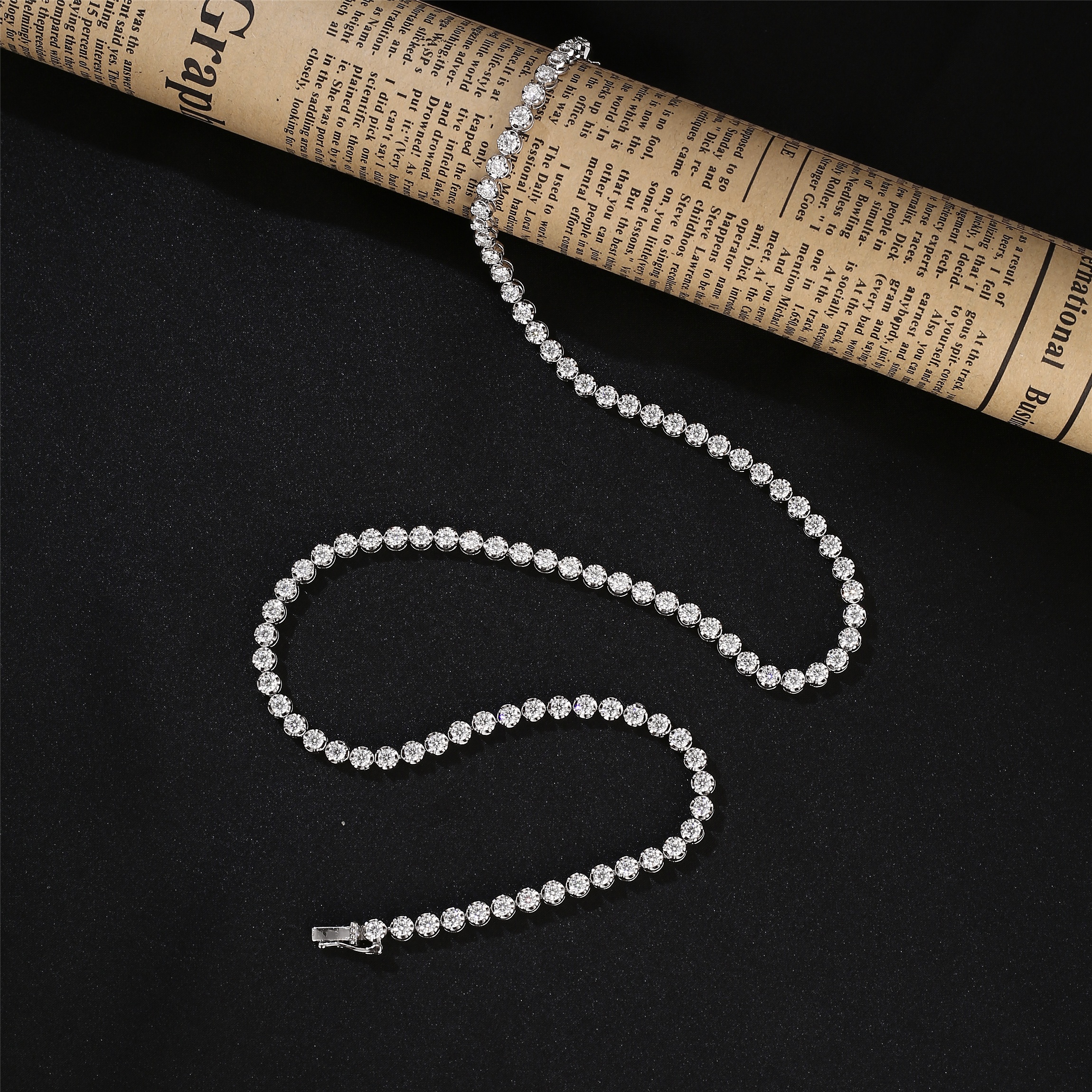 Gold Plated 925 Silver Hiphop Jewelry 3mm 0.1ct VVS Moissanite Tennis Necklace Tennis Chain Necklace