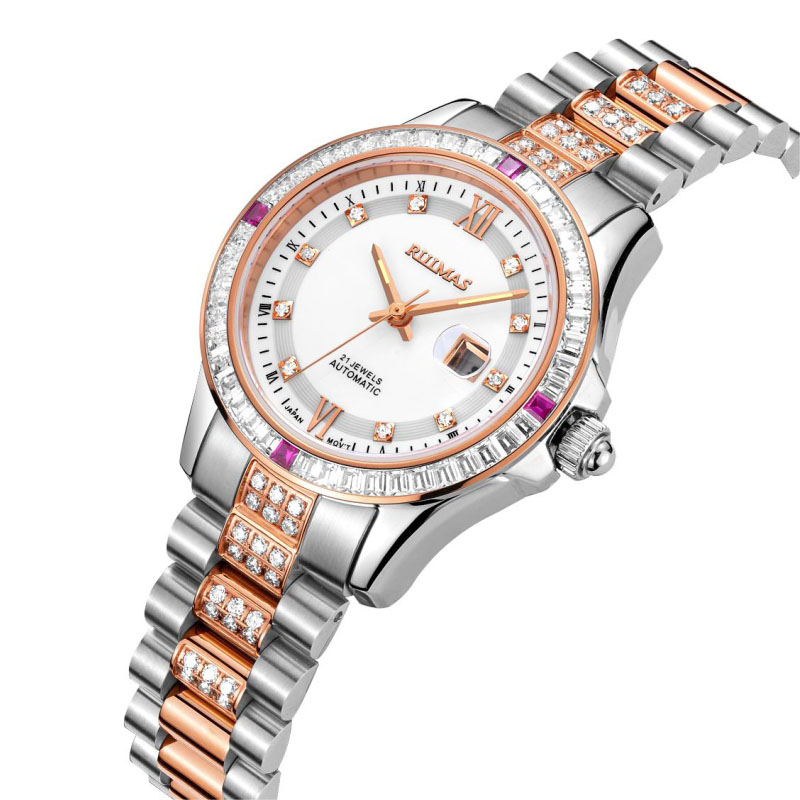 Jewelry Diamond Luxury Ladies Mechanical Dress Watches Stainless Steel Women Automatic Wrist Watch