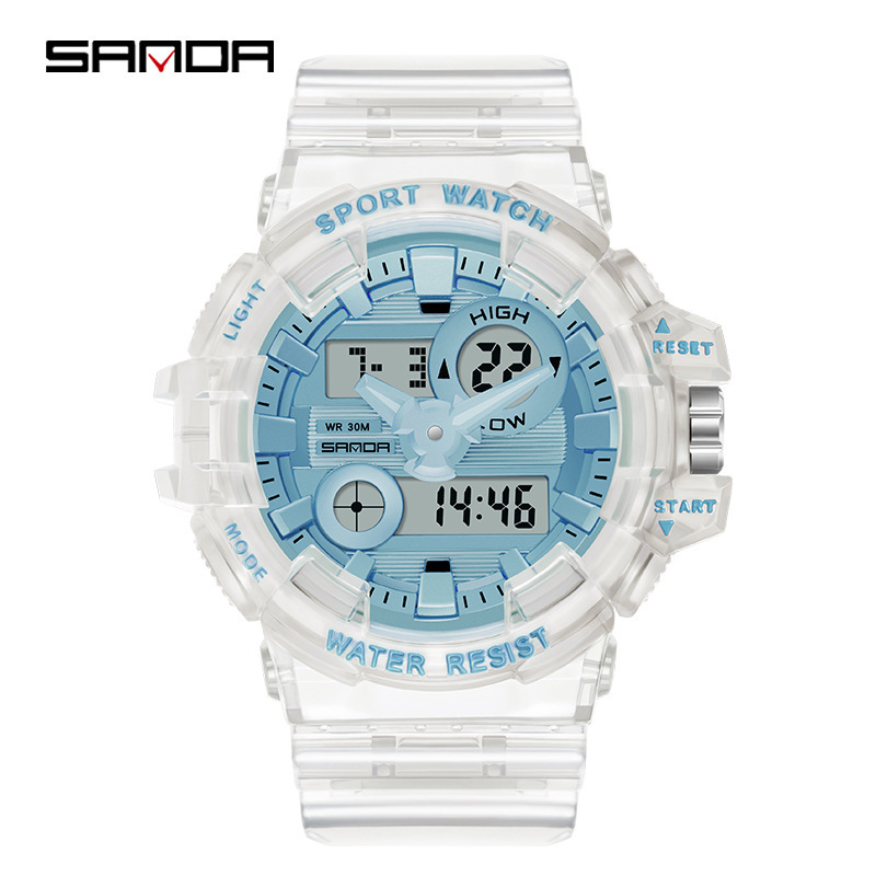 SANDA 3100 new design Chinese womens digital watch original Silicone band water resist Chronograph Luminous Casual wrist watch