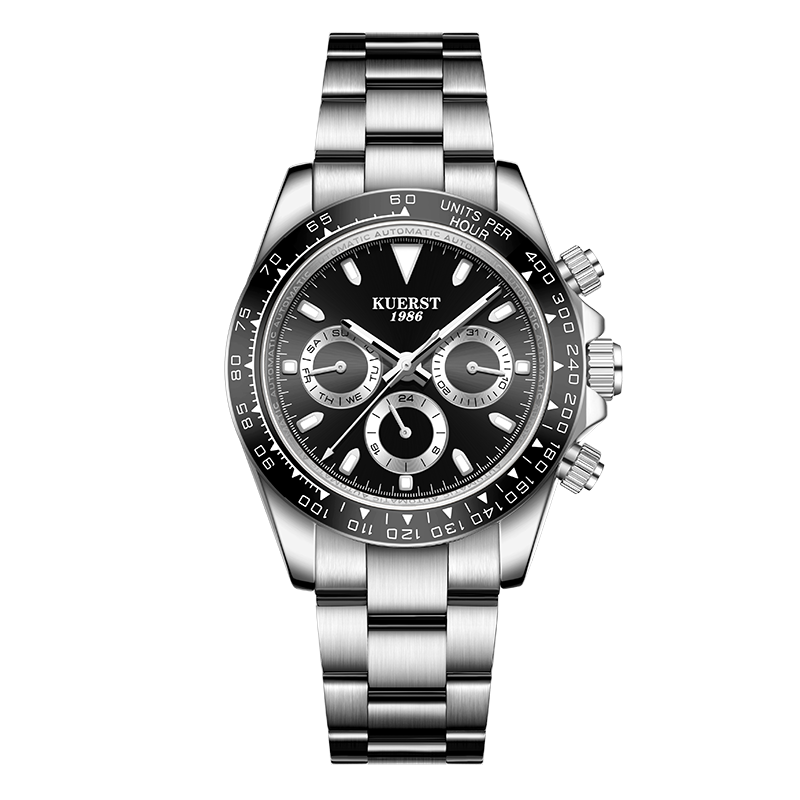 KUERST steel belt sports men's automatic mechanical watch luminous multi-function timepiece waterproof