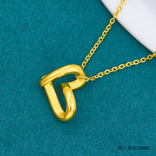 Hot Sale 24k Soild Pure gold Heart Pendant Necklace For Women Daily Wearing