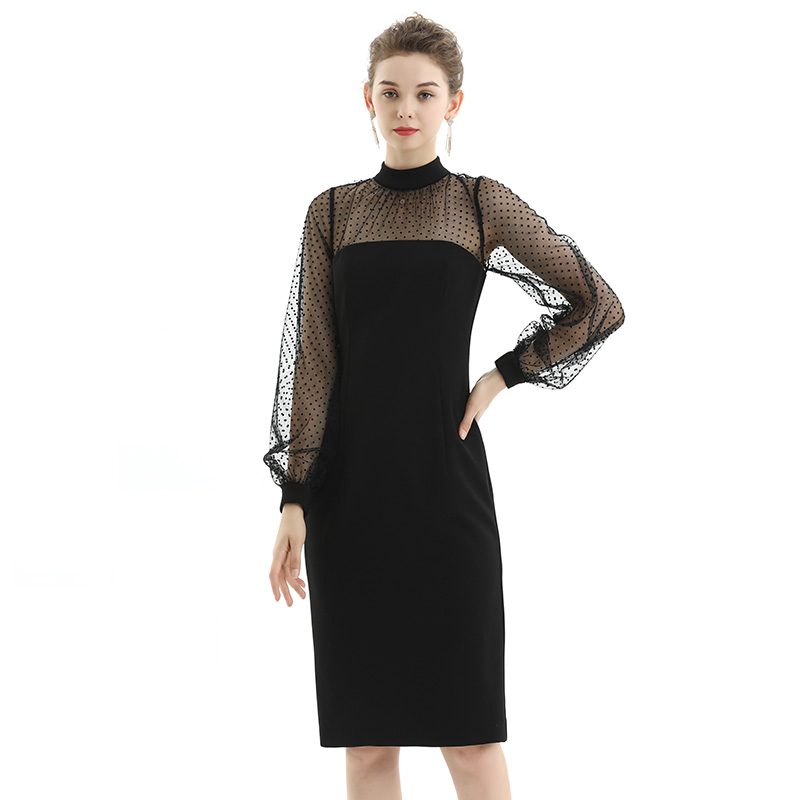 ND030-1 Casual dresses women  lace sexy Long Lantern Sleeve velvet dress party dresses women lady