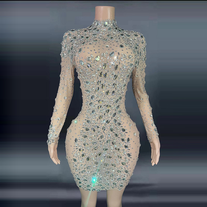 NOVANCE Y2411 Apparel Stock Birthday Dresses Women Sexy Diamonds See Throught Outfits Stage Show Nightclue Red Carpet dresses