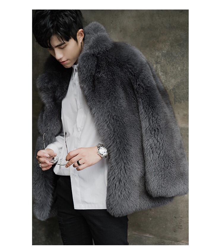 Super Luxury Full Fur Coat Winter Men Thick Warm Long Men Wholesale Winter Coat Custom Mens Fox Fur Coat