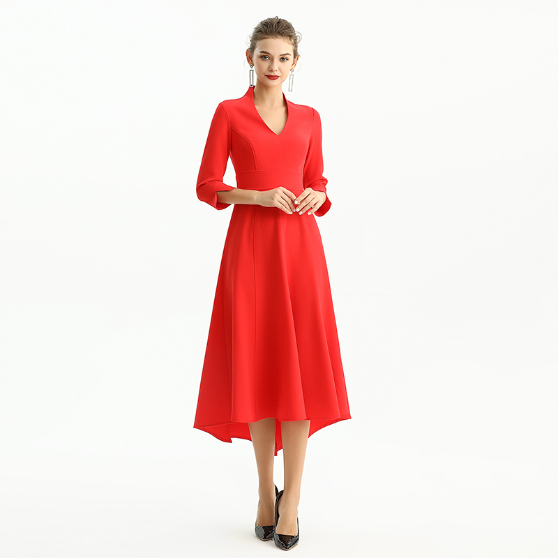 ND186 Summer Fall High Quality Fashion Elegant Long Girls Women Office Career formal  custom made dress Casual Dress