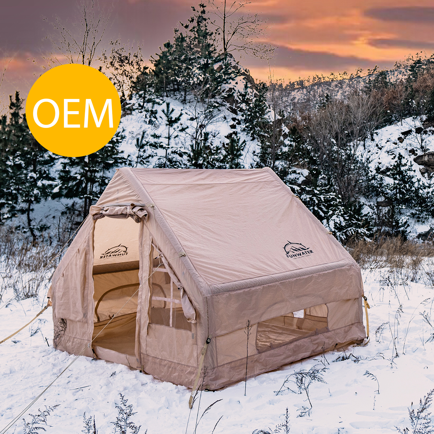 2023 New design OEM factory air tent inflatable camping outdoor tent house air camping Funwater air cotton tent