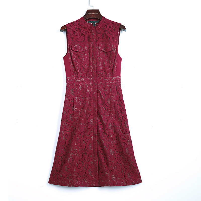 2J98 Summer Slim Lace Sleeveless Dress Bodycon Dress 2022 Vintage Women Dresses