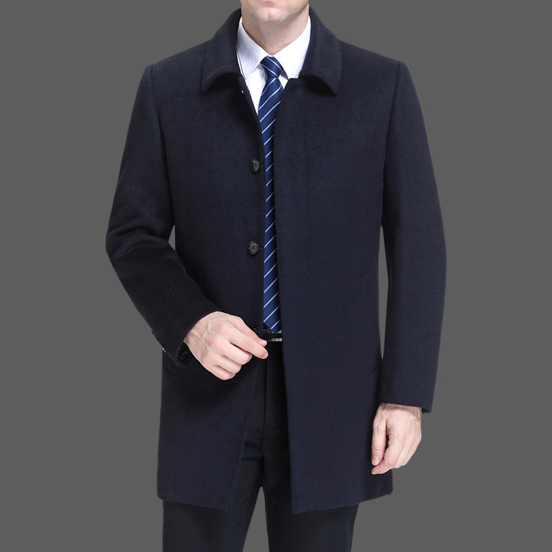 Europe fashion commuting winter warmwool coats for men classic elegant Jacket Single breasted long sleeve With pockets soft