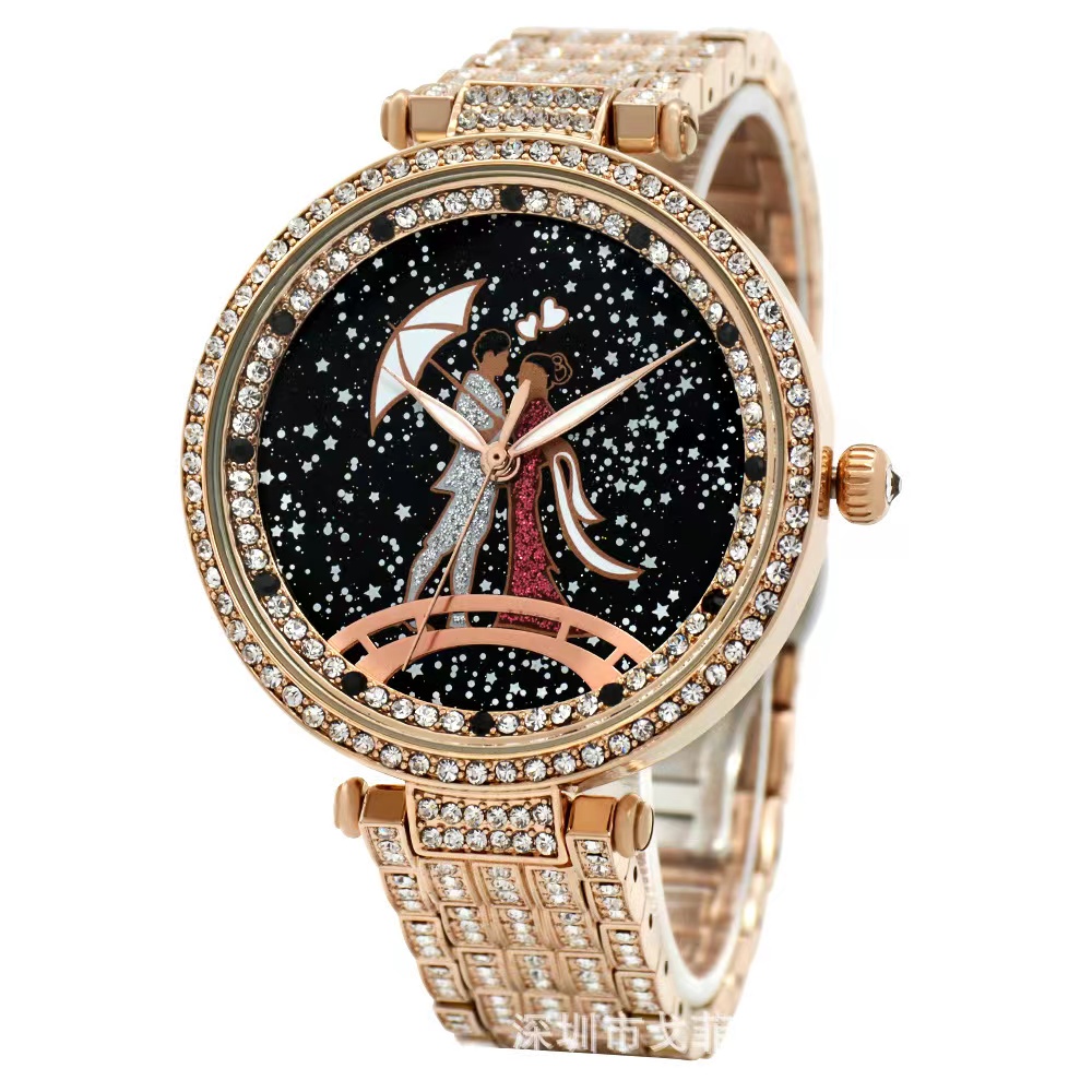 Luxury Rose Gold Watch waterproof Ladies Quartz Diamond Wrist watch Elegant Female Bracelet Watches for with women's gift