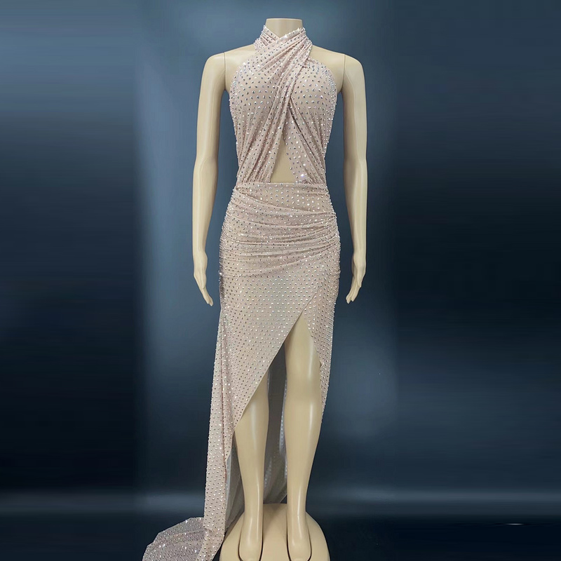 NOVANCE Y2278 Summer Clothes for Women 2022 Crisscross strap Diamonds Pleat Long Dance Skirt wedding dress with front leg split