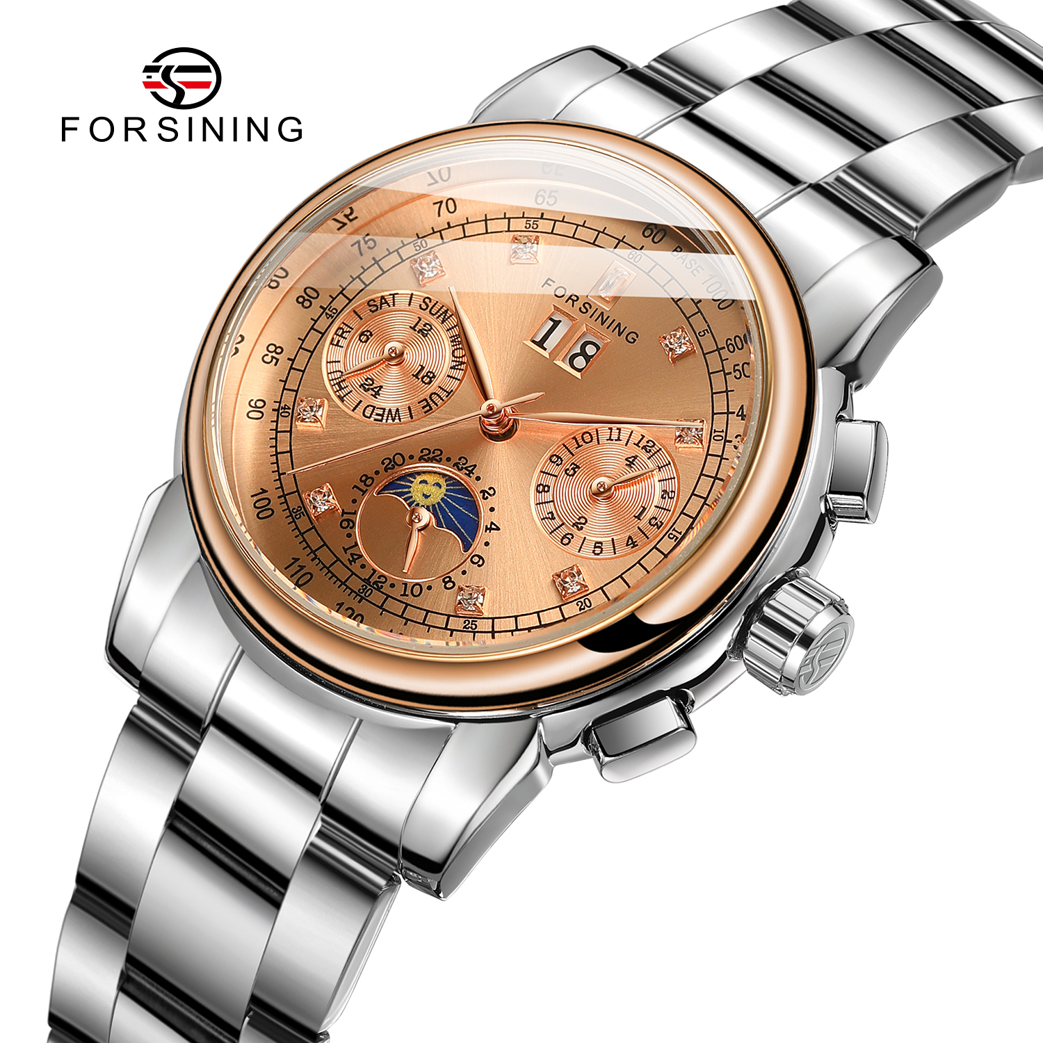Montre Good Quality Automatic Watch Mechanical Moon Genuine Leather Wrist Luxury Date Girl Dress Expensive Watches for Women