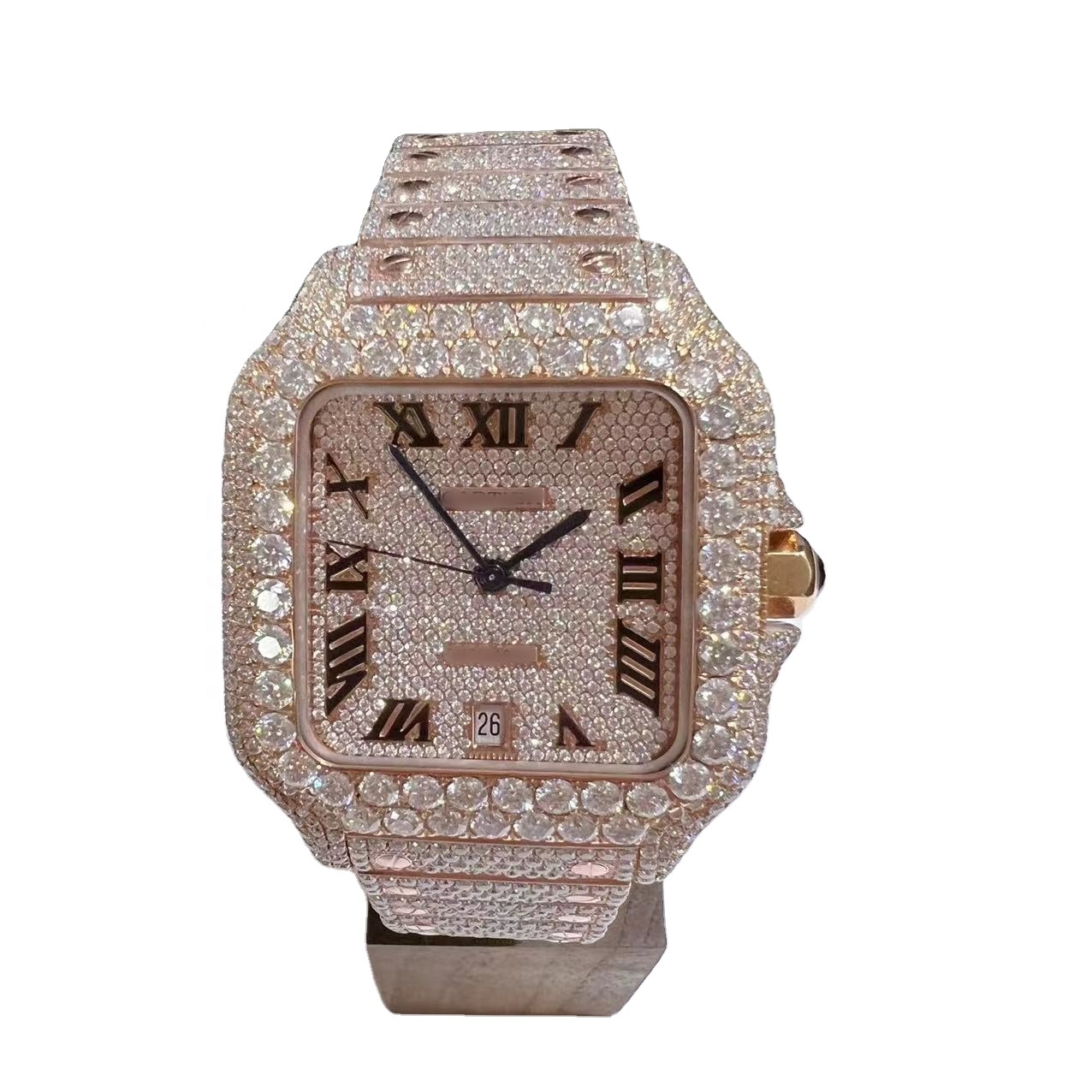 2022 Rose and gold Watches Hip Hop vvs diamond Moissanite Wrist watch Fashion Luxury for Men High Quality Pass Diamond Pen Test