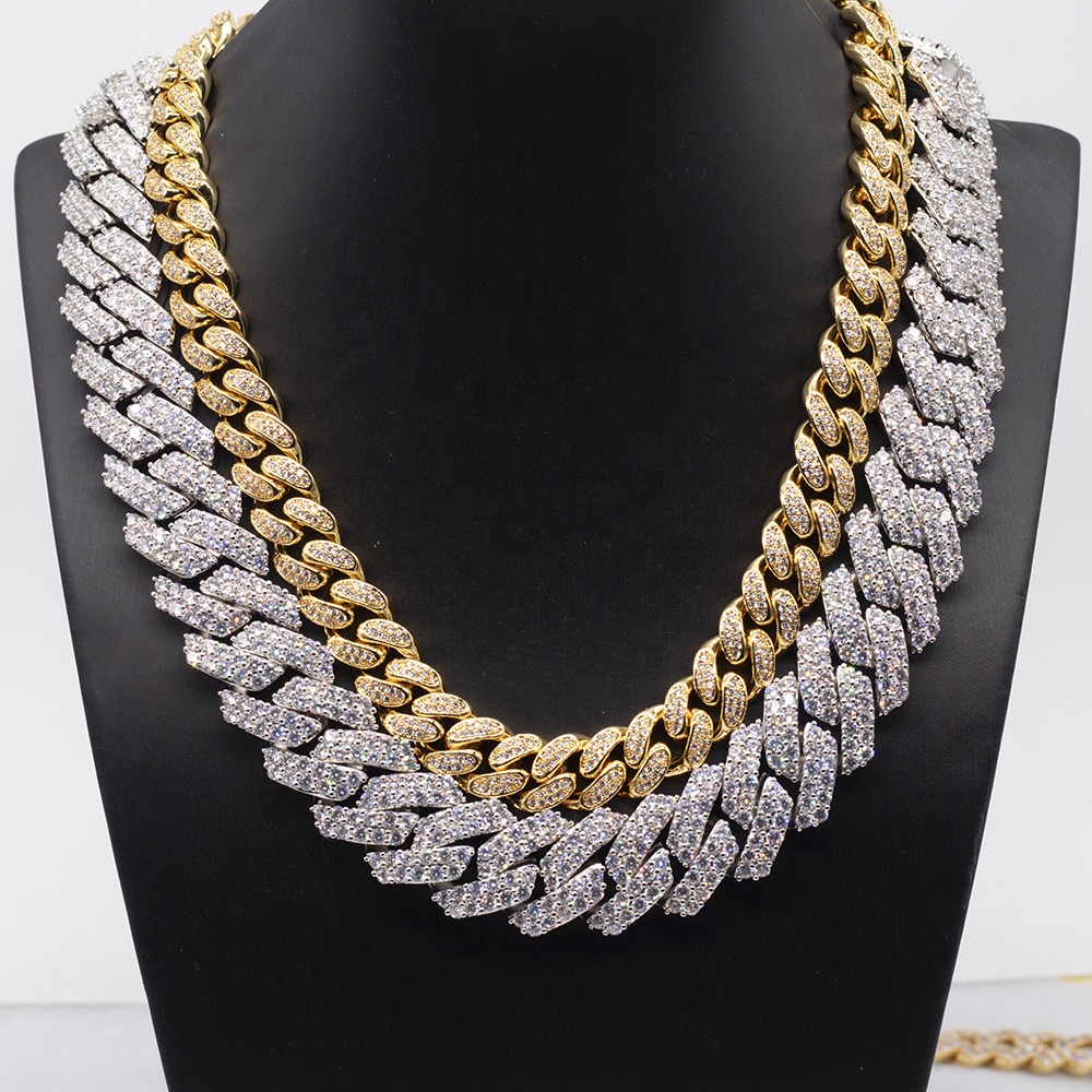 Customized Hip Hop Jewelry moissanite cuban link chain white moissanite necklace 925 sterling silver 10K 14K 18K Gold Jewelry