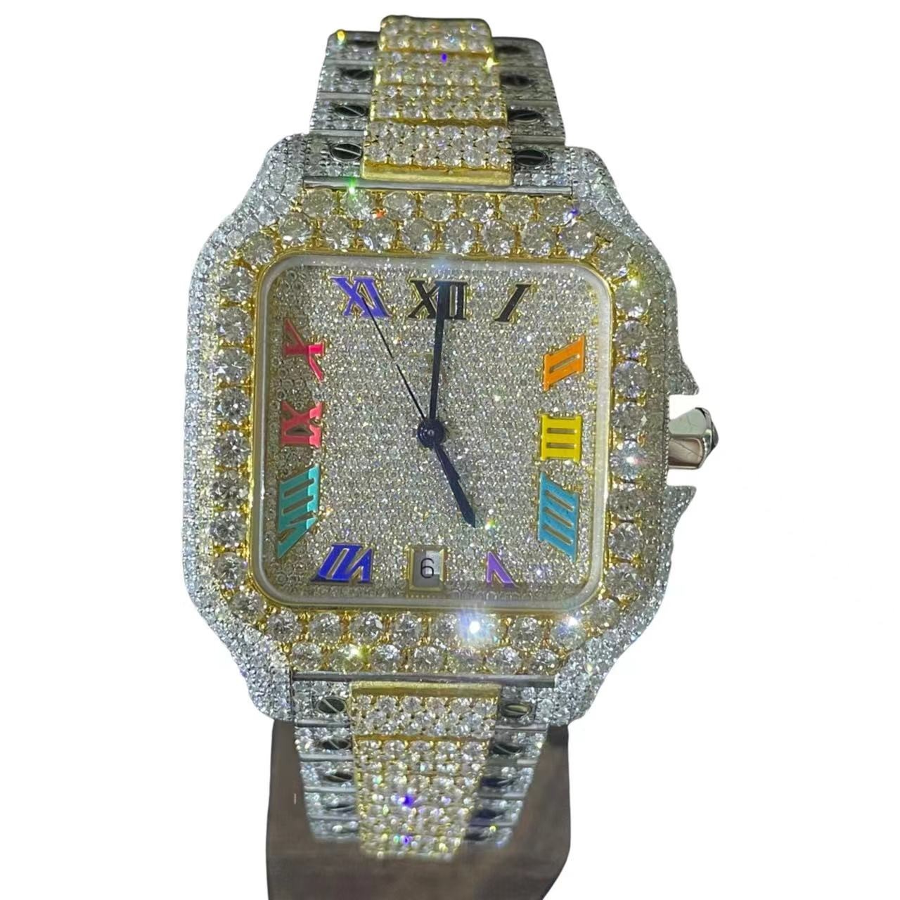 Iced Out Diamond Original Authentic Watch 9K Gold Men's Watch Diamond Aftermarket