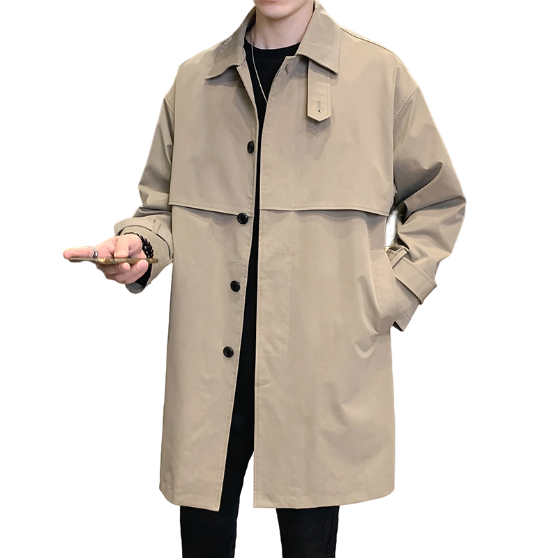 Custom LOGO 2022 new spring  autumn Long  Men Trench Coat Single Breasted Lapel Windbreaker  FashionCoat Long Design Trench Male