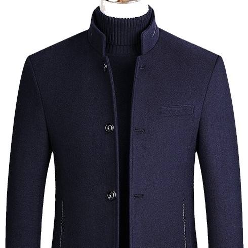 Custom Logo Men's Casual Wool Trench Black Winter Male Lamb Cashmere Wool Coat Gray Double Side Real Wool Coat Men For Men