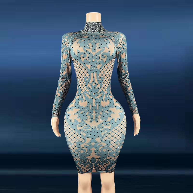 Novance Y1567-B Best Manufacturing Ladies Dress New Pattern Quality Rhinestone Party Dress Back Zipper Party Vestidos D Noche