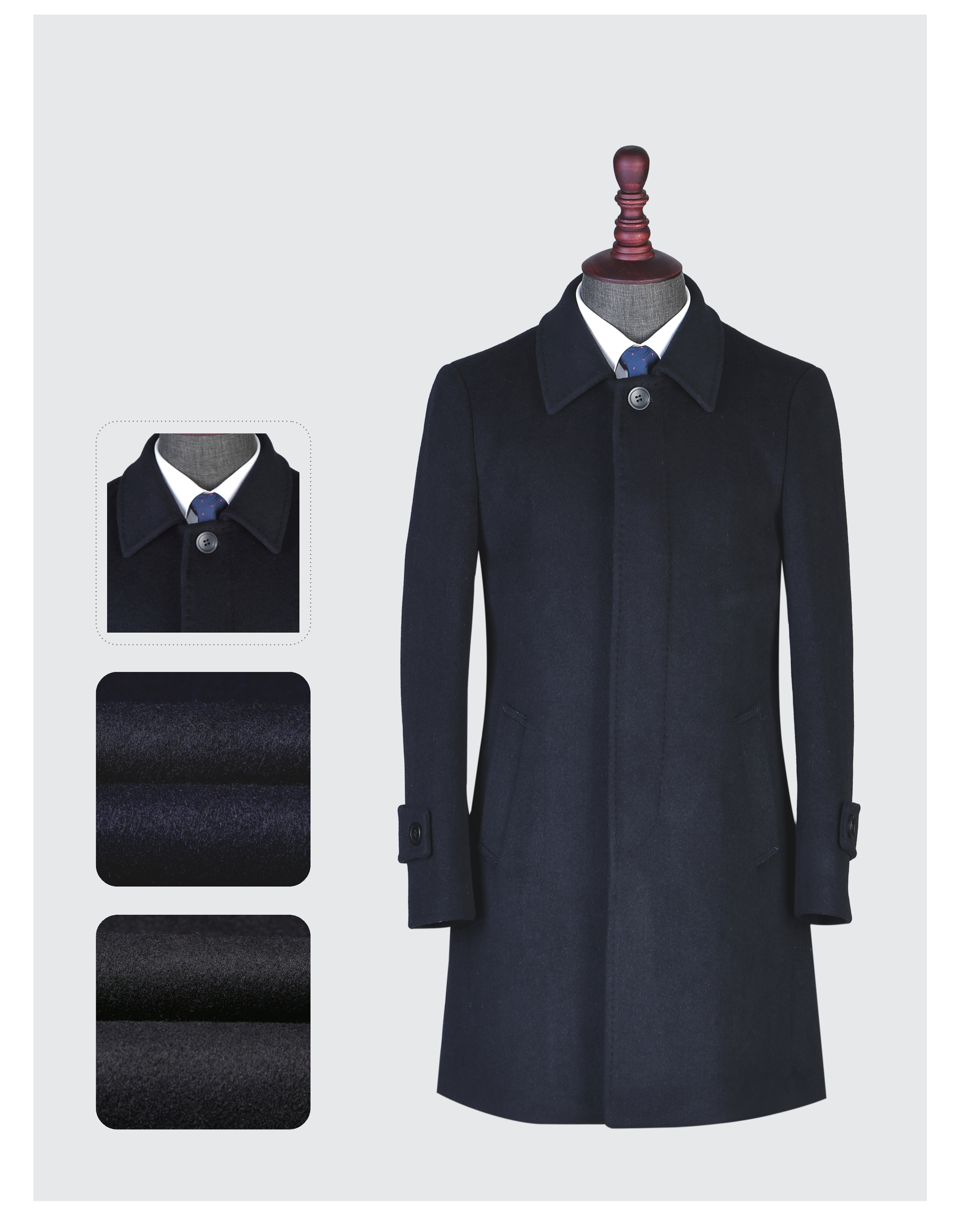 Men's Custom long winter wool over coat new styles large lapel trench 100% woolen coats