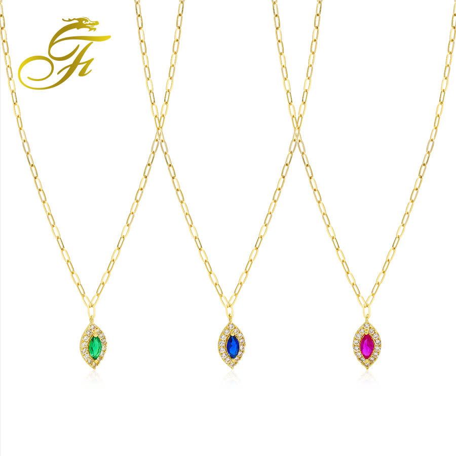 women accessories fashion jewelry necklace charm pendants 18k gold gem pendant link chain necklace