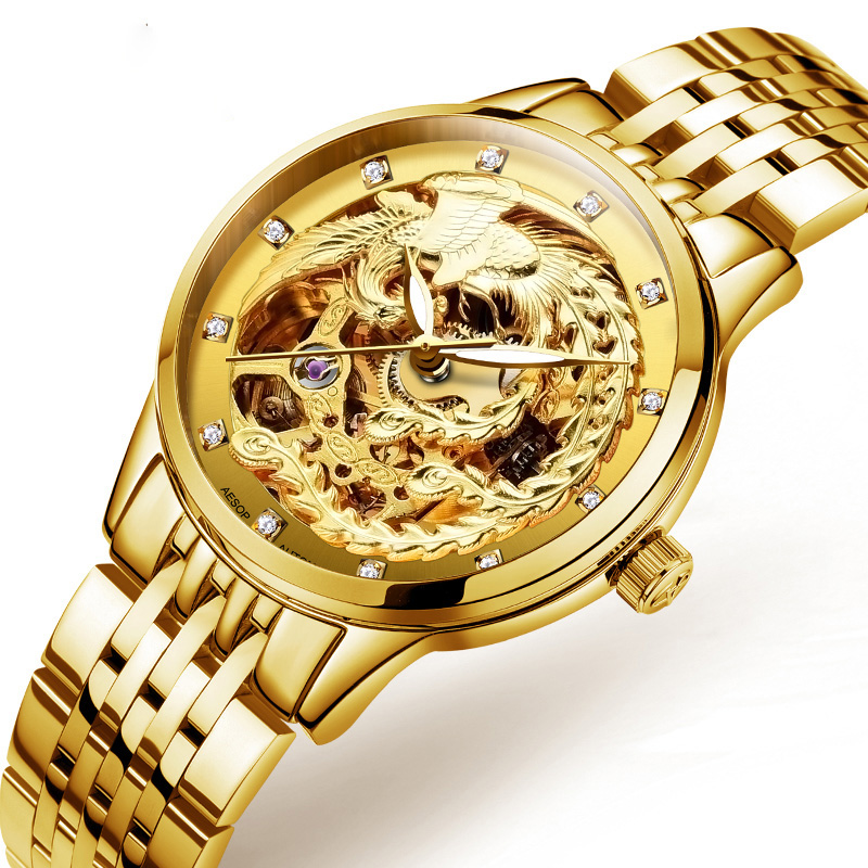 Factory Direct Sale Skeleton Gold Watch Automatic Mechanical Women Watches Luxury
