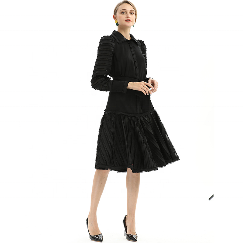 ND033 Shirt Casual Dresses High Quality Fashion Elegant Midi Long Office Summer Fall Girls Women Sexy Natural 100% Polyester ODM