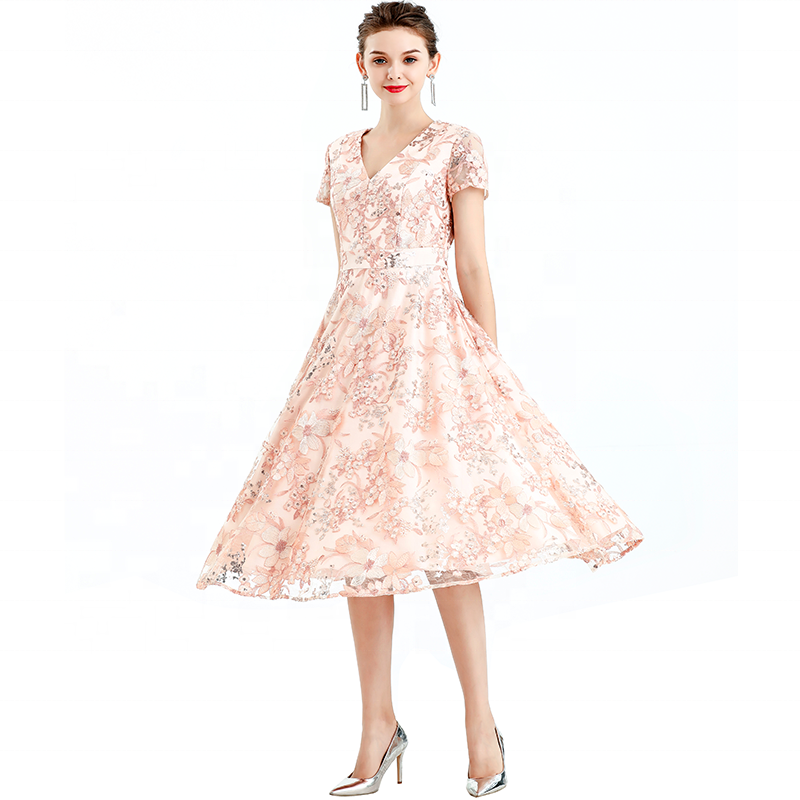 ND062-6 wedding dress Fashion Elegant dress lace Embroidered prom gown women casual dresses